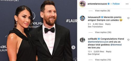 Sofia Balbi's heartfelt comment under Antonela's post