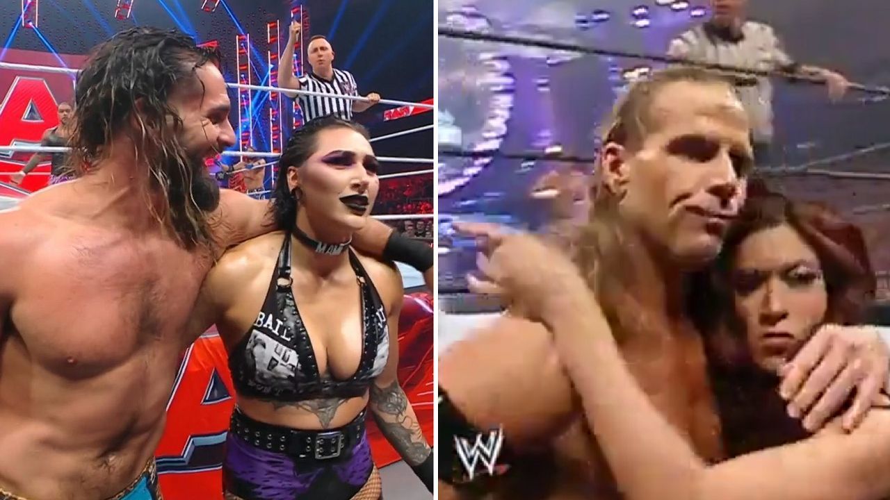 The callback (left); Michaels and Melina at Survivor Series 2006 (right)