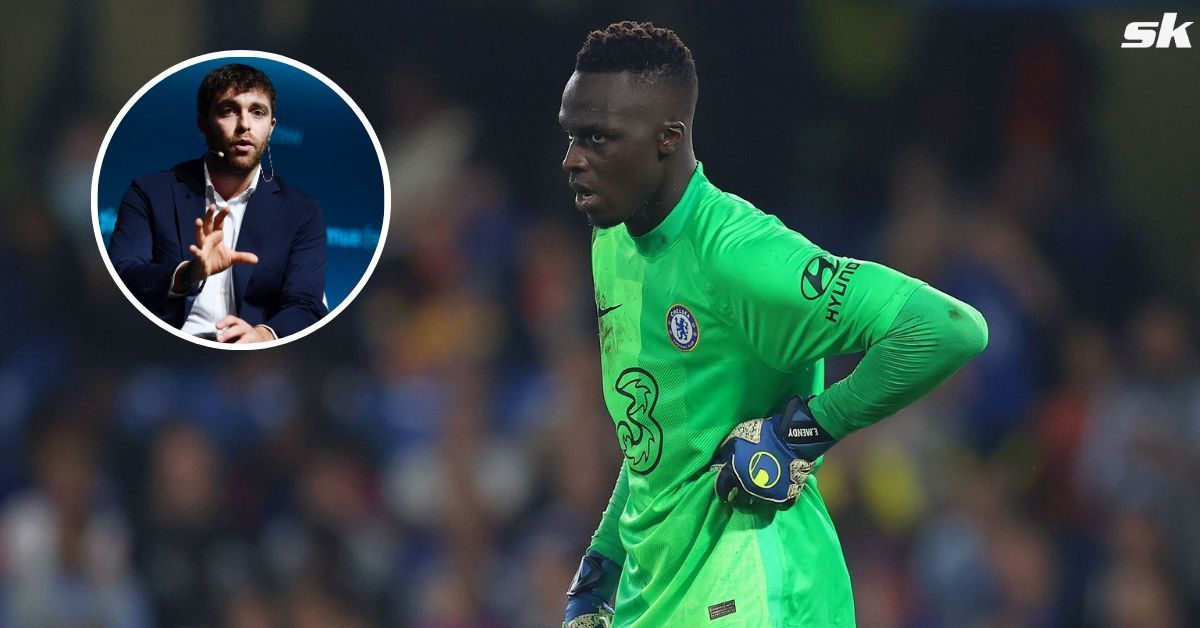 Chelsea goalkeeper Edouard Mendy; [inset] Fabrizio Romano.