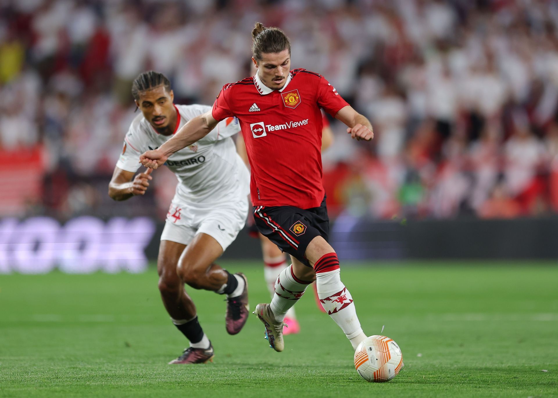 Marcel Sabitzer (right) has done well since arriving at Old Trafford in January.