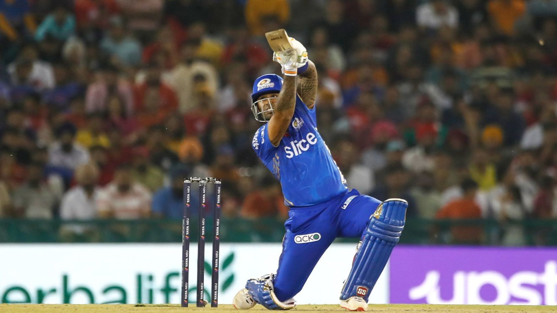 Suryakumar Yadav in action against PBKS on Wednesday (P.C.;iplt20.com)