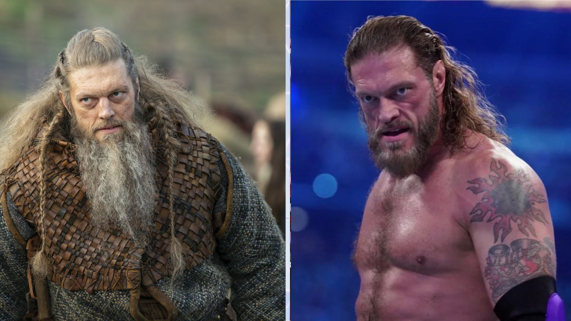 Adam Copeland in WWE and Vikings as Edge and Kjetill Flatnose.