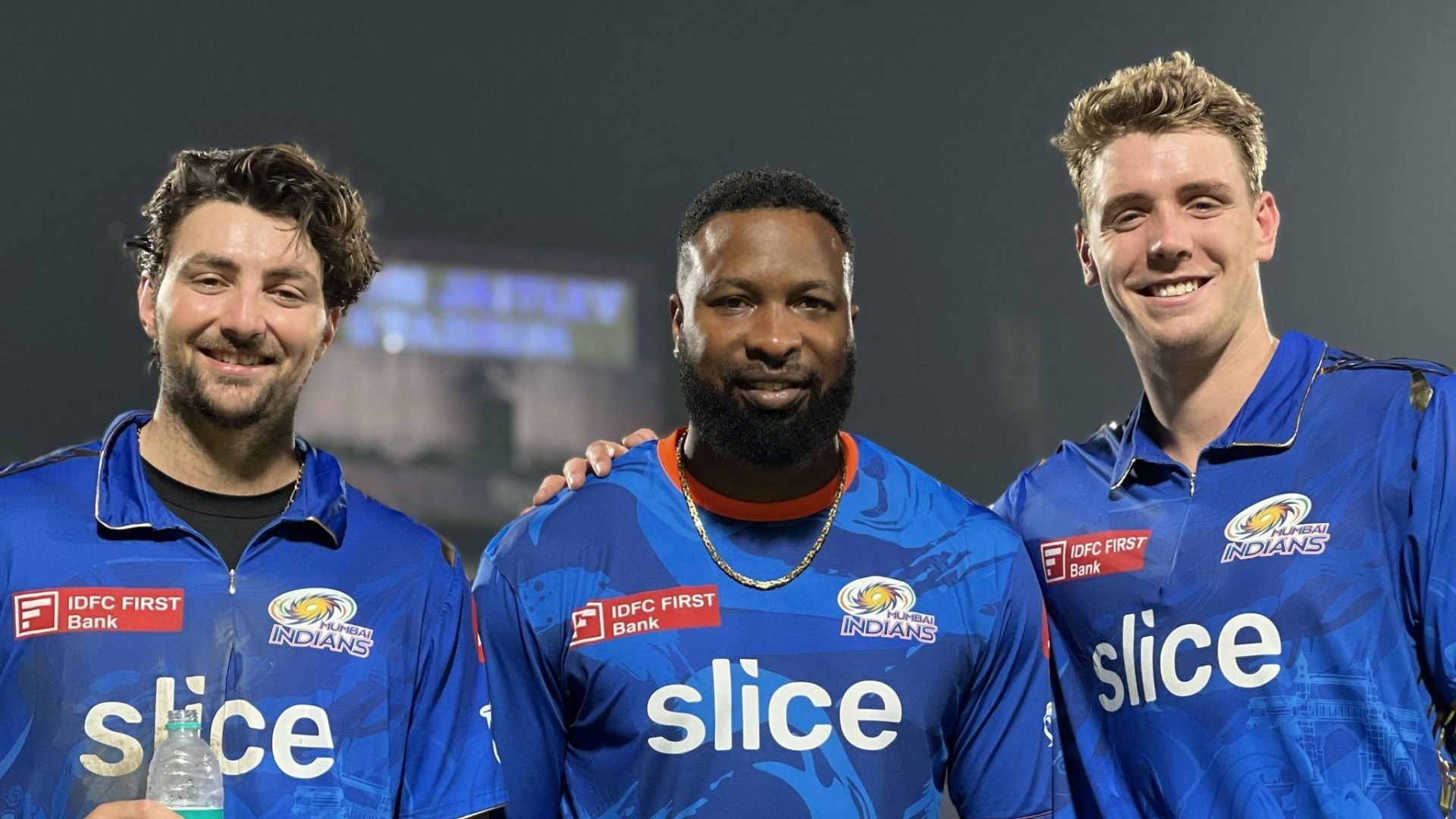 Tim David (L),Kieron Pollard (center) and Cameron Green (R) [PC: Twitter]