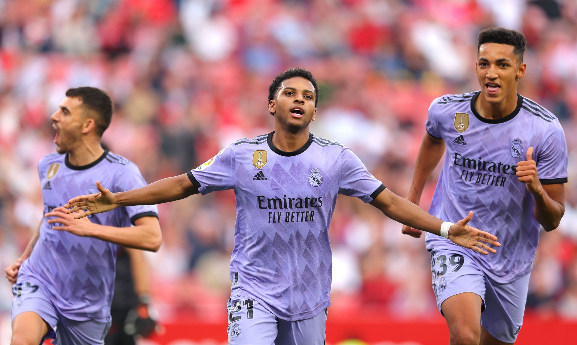 Rodrygo Goes (centre) was on fire on Saturday