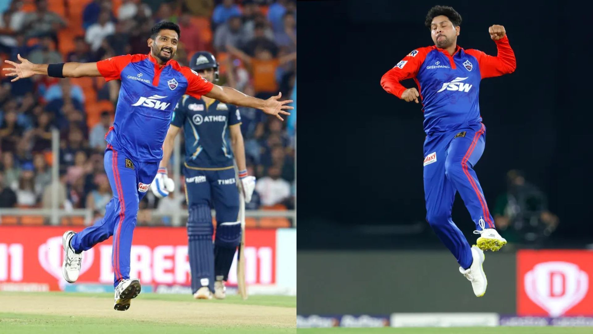 Khaleel Ahmed (L) and Kuldeep Yadav in action for DC (P.C.:iplt20.com)