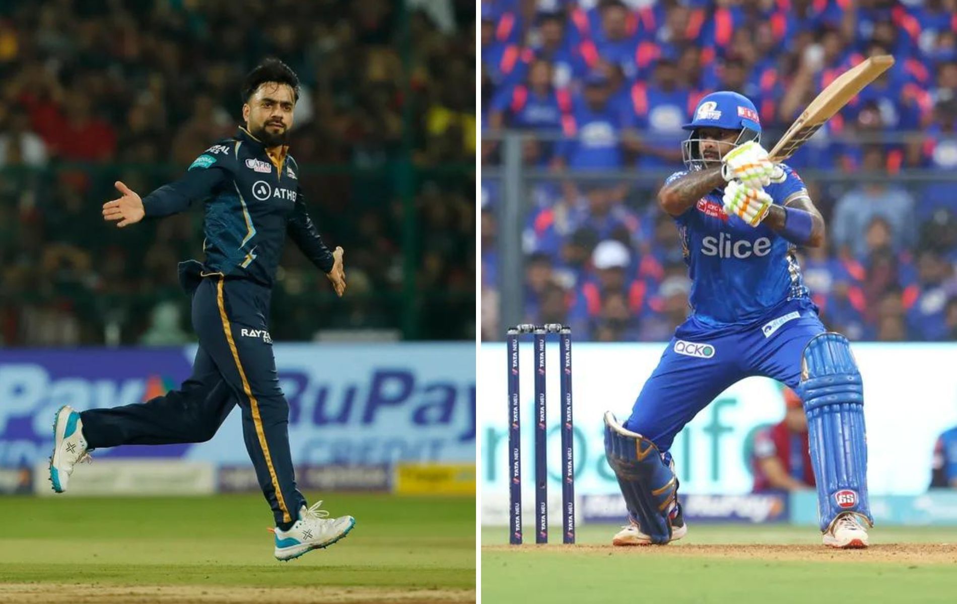 Rashid Khan (L) and Suryakumar Yadav. (Pics: IPLT20.com)