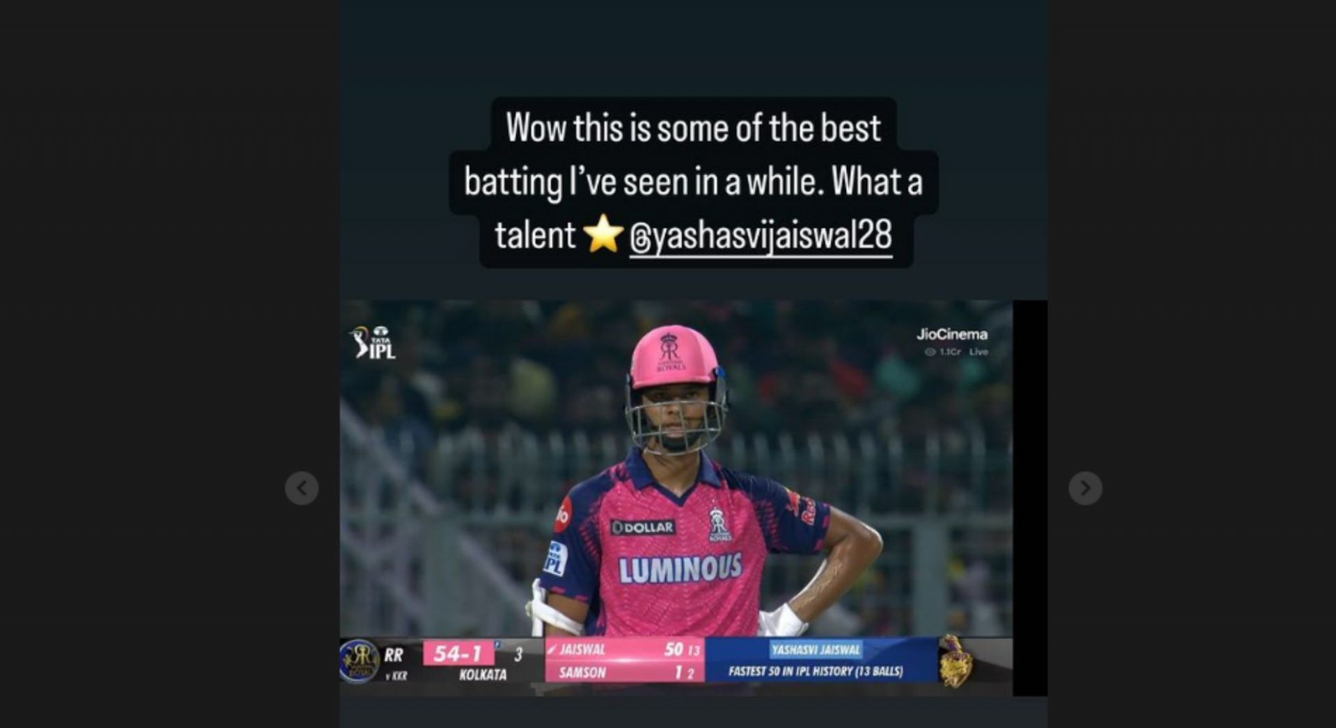 Virat Kohli shared a screengrab as his Instagram story.