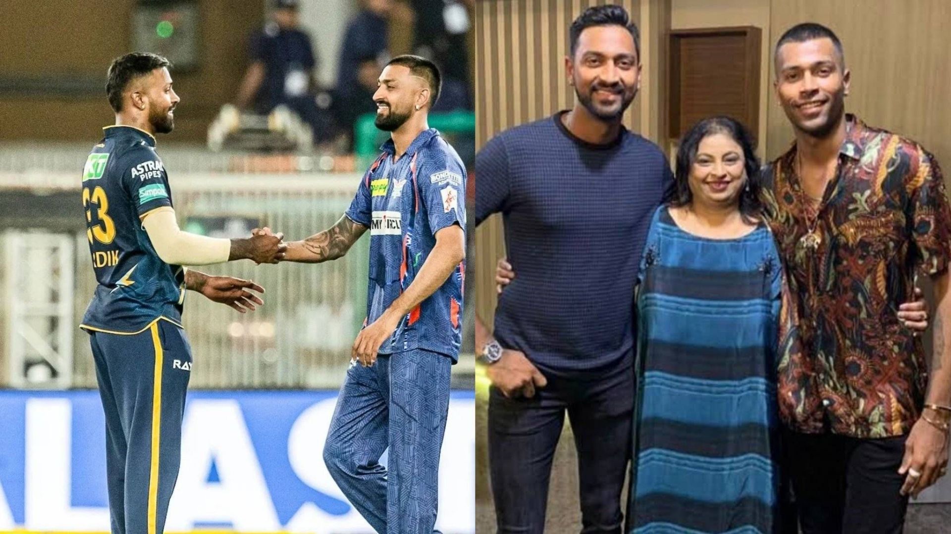 Hardik Pandya and Krunal Pandya with their mother (Image: Instagram)