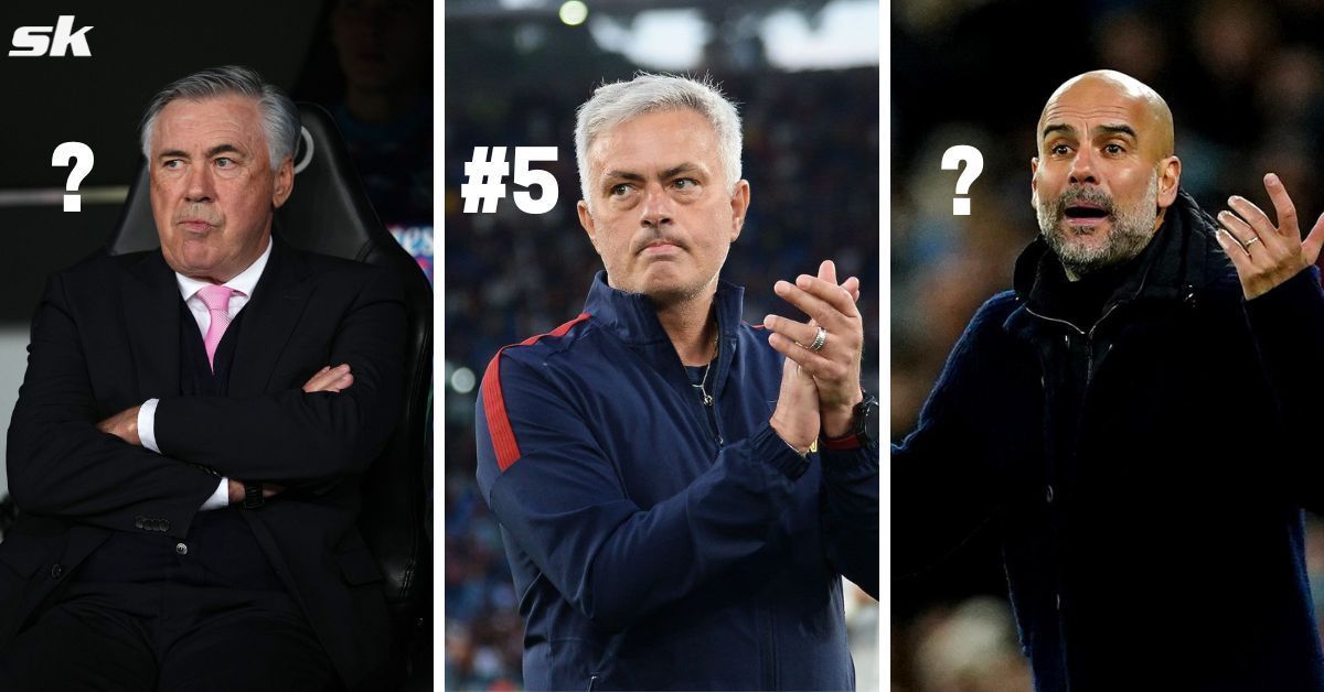 Carlo Ancelotti (left), Jose Mourinho (center) and Pep Guardiola (right)