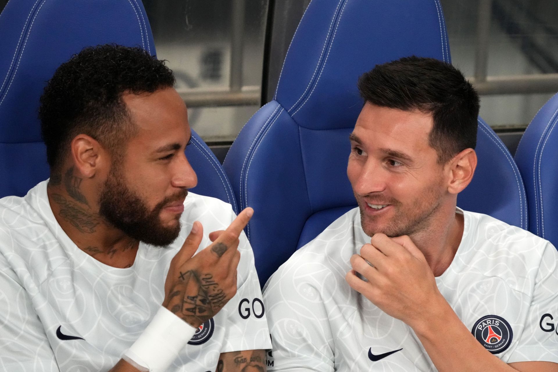 The PSG duo celebrated Barca&#039;s La Liga triumph.