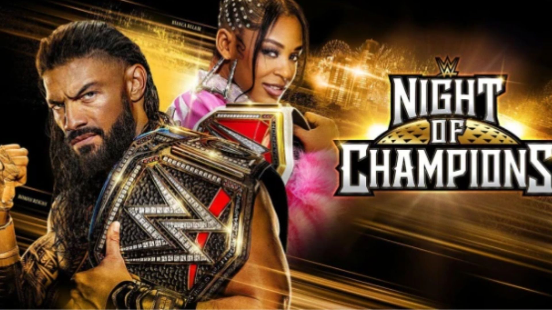 Roman Reigns and Bianca Belair are the cover superstars for WWE Night of Champions 2023.