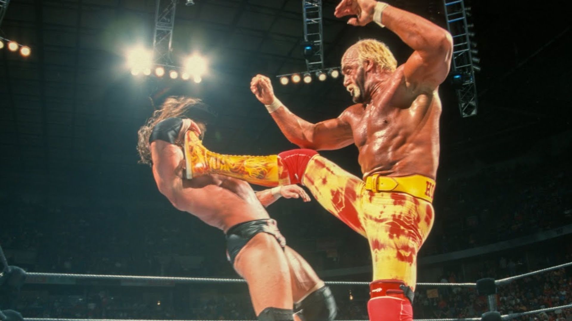 Hulk Hogan delivers a big boot to Triple H at Backlash 2002