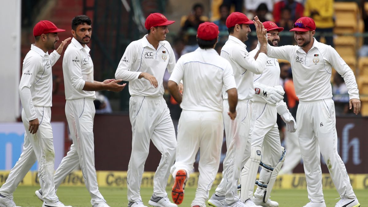 Afghanistan team in action playing Test cricket (P.C.:Twitter)