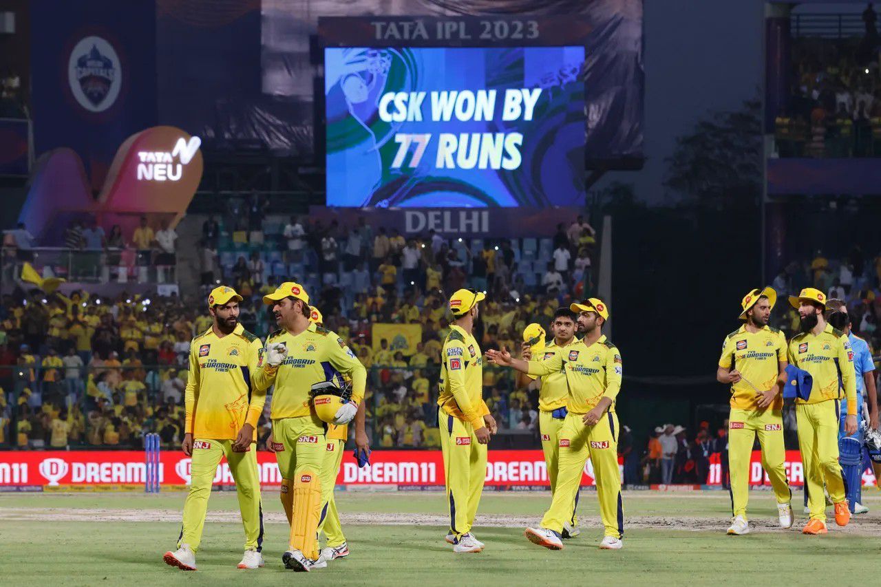 CSK defeated DC by 77 runs [IPLT20].