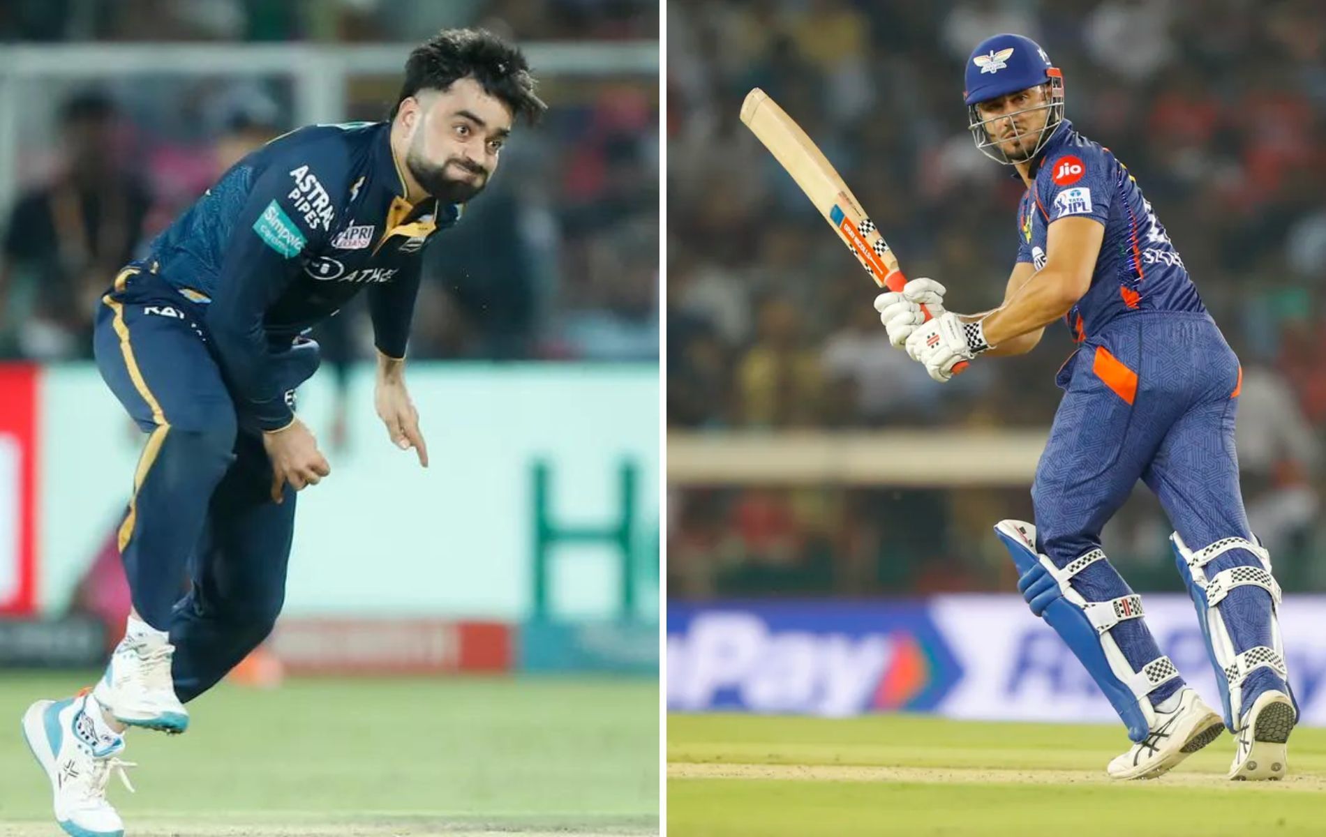 Rashid Khan (L) and Marcus Stoinis. (Pics: IPLT20.com)