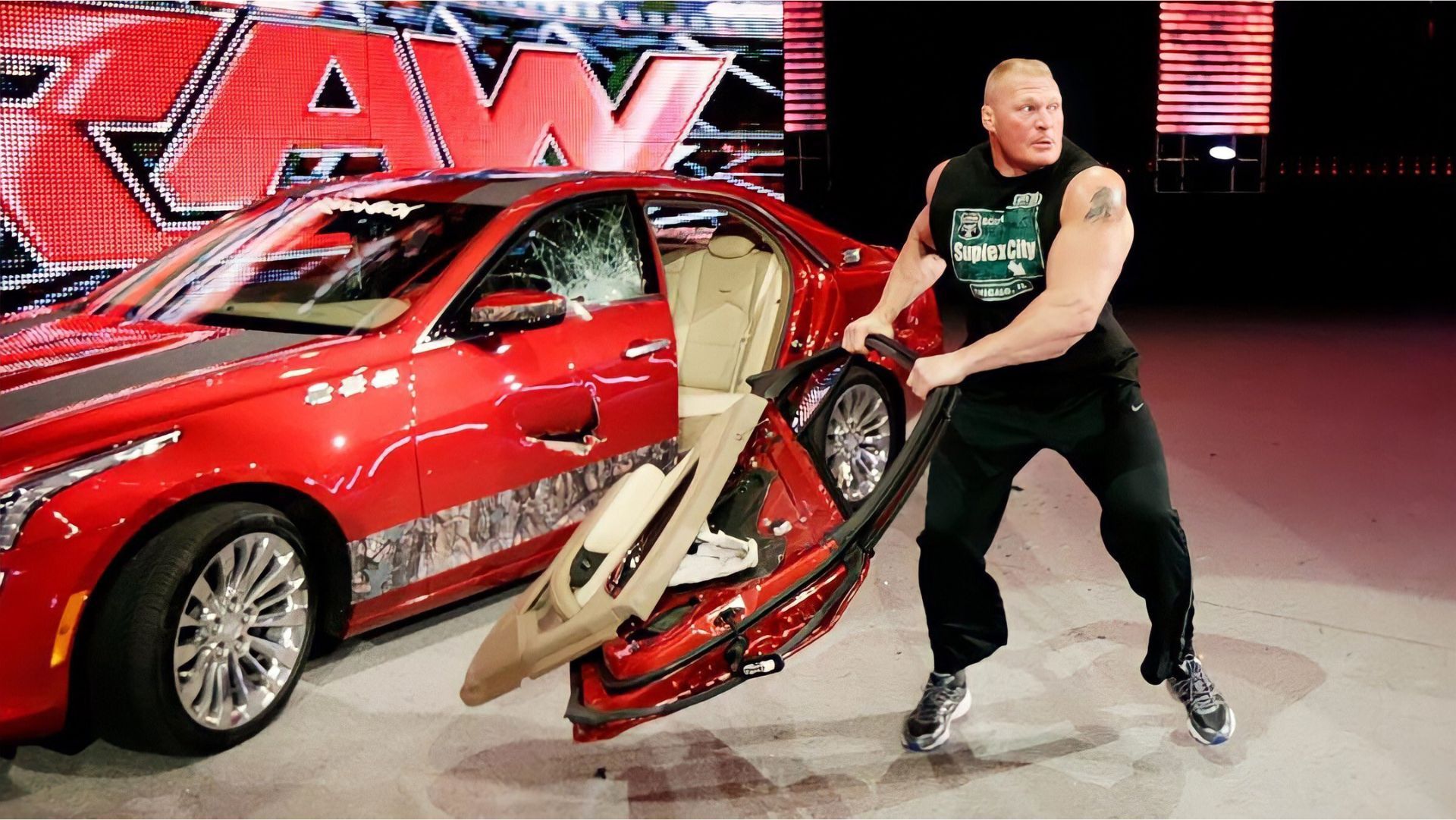 Brock Lesnar destroyed a brand new Cadillac in 2015