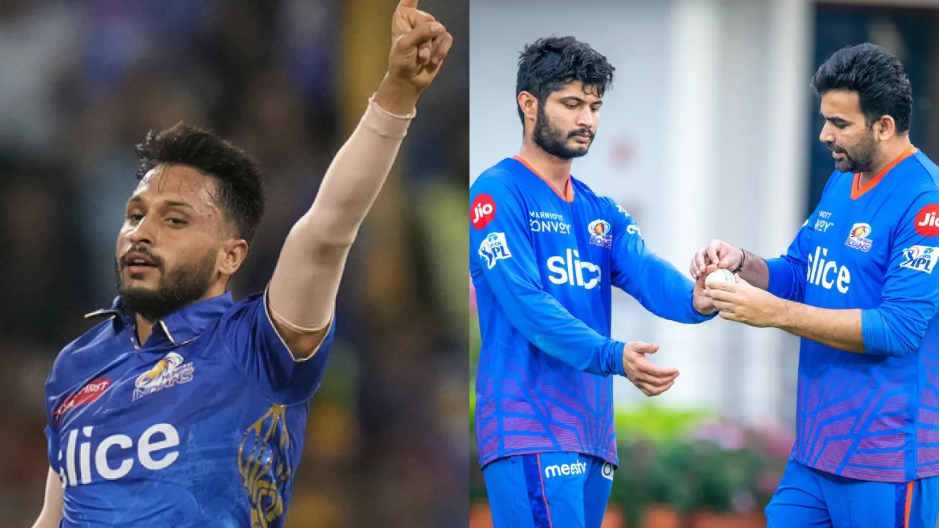 Akash Madhwal (L) and Arshad Khan have been some fresh faces that got an opportunity for MI (P.C.:Twitter)