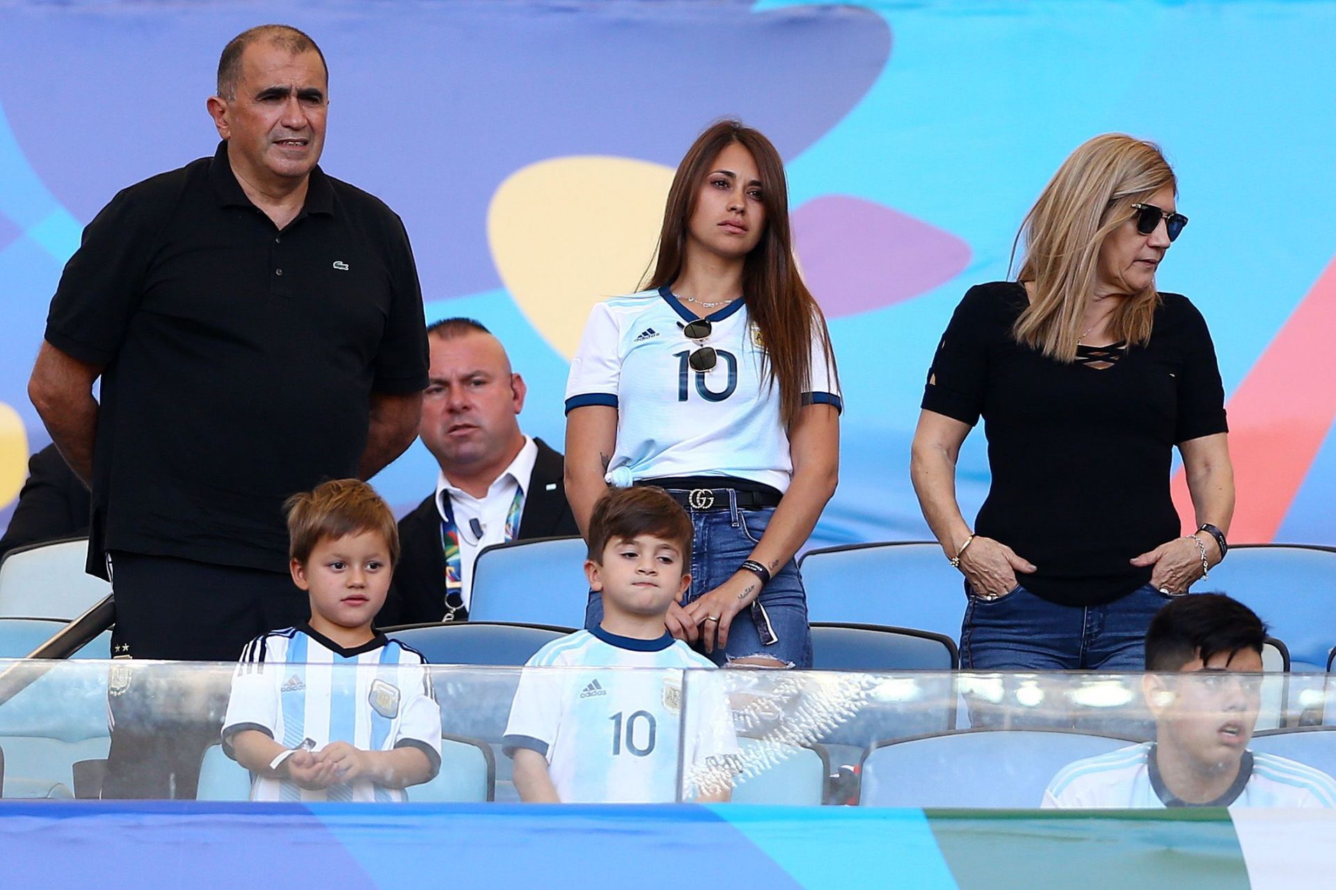 Lionel Messi's father Jorge [left] with the rest of his family