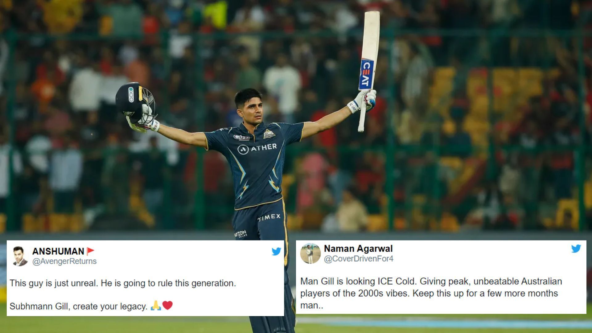 Shubman Gill celebrates after reaching his hundred (P.C.:iplt20.com)