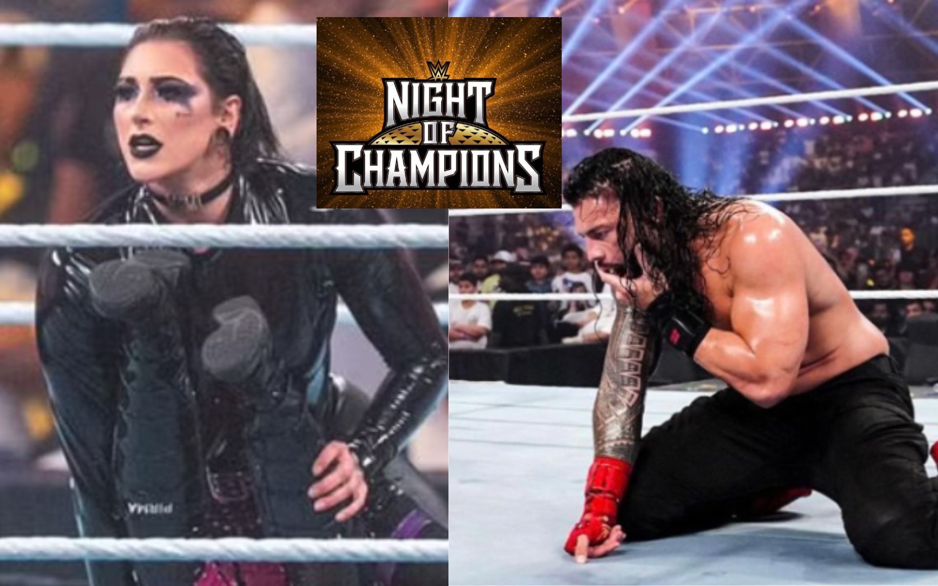 (Left) Rhea Ripley (Right) Roman Reigns