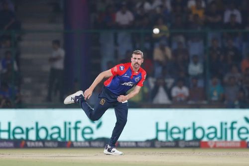 Anrich Nortje bowling for Delhi Capitals. [IPLT20]