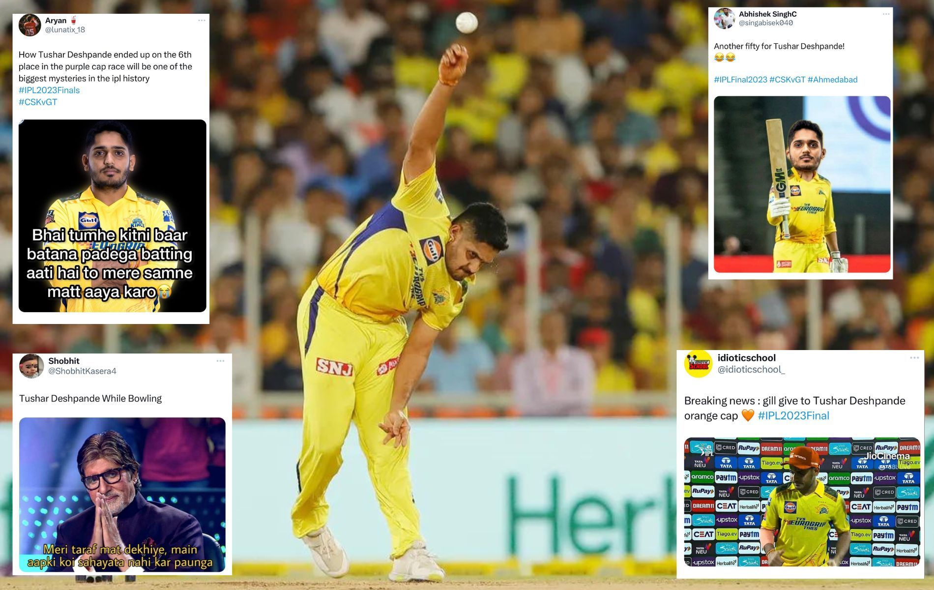 Tushar Deshpande failed to get going with the ball in IPL 2023 final. (Pics: IPLT20.com/Twitter)