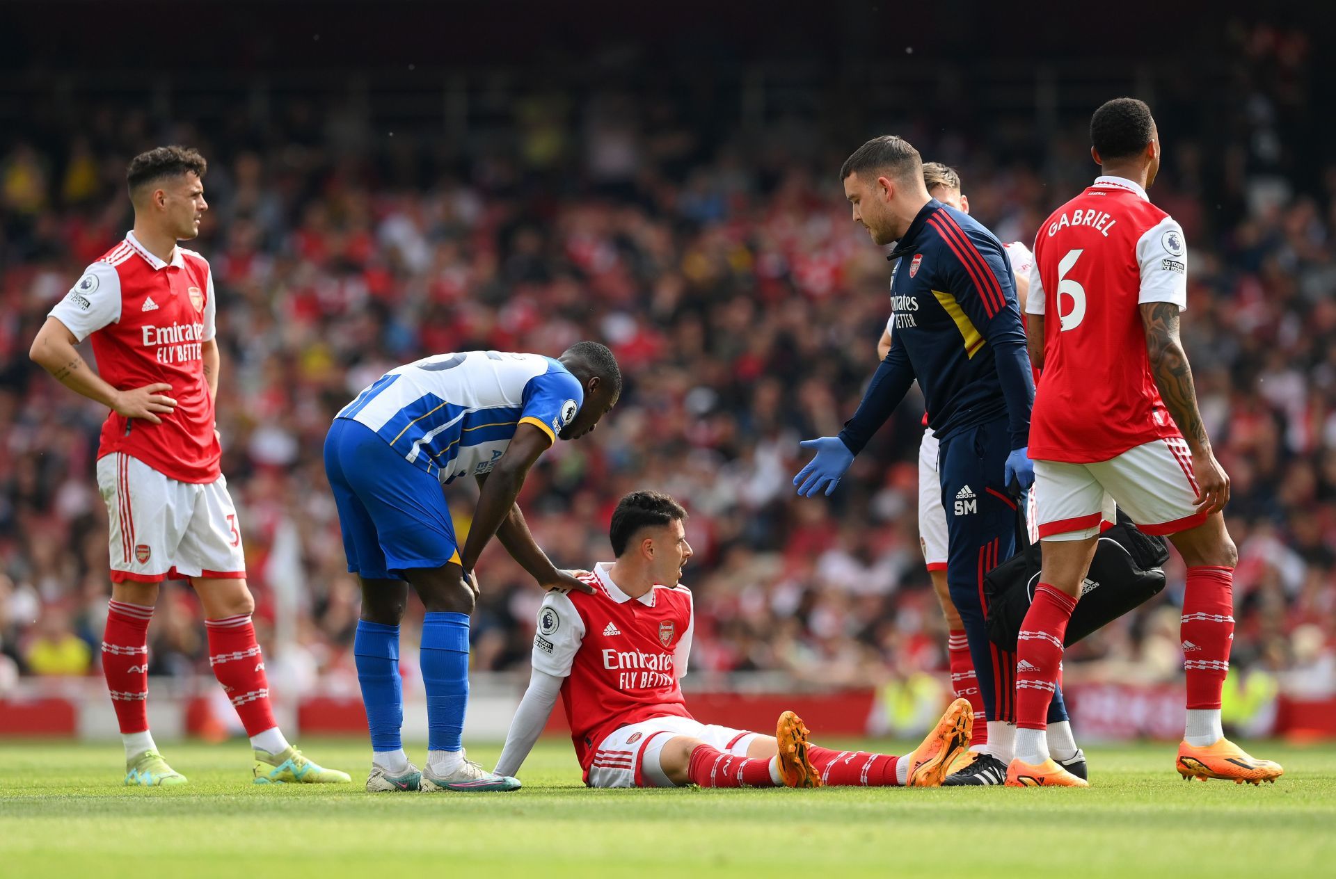 Martinelli picked up a knock against Brighton.