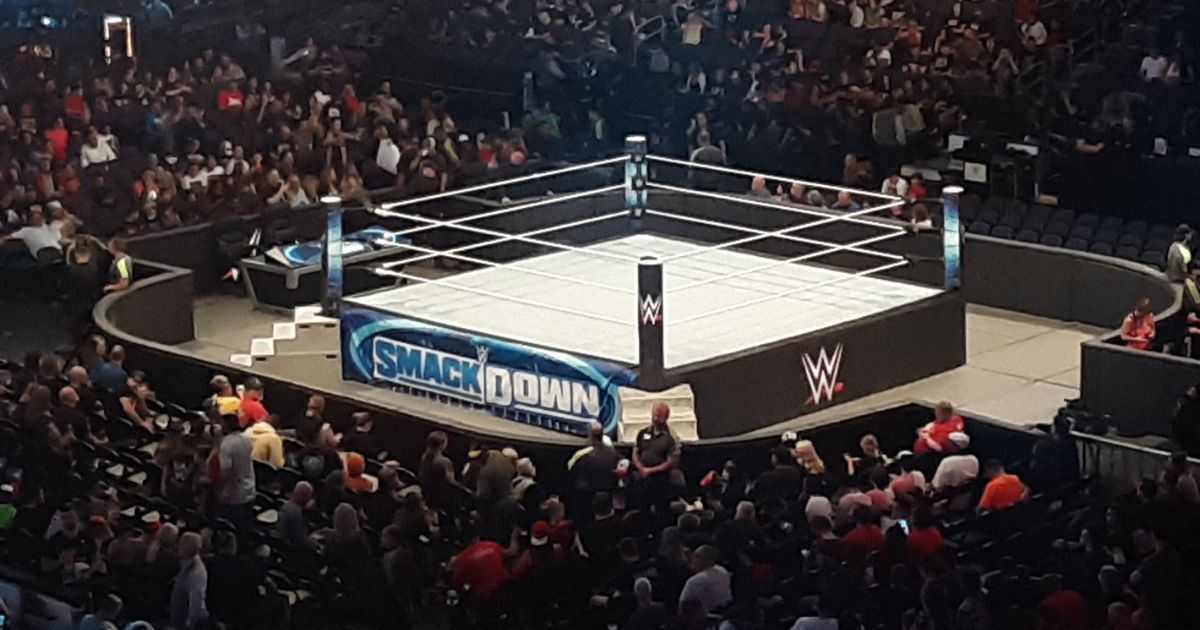 A fan photo of the WWE SmackDown ring.