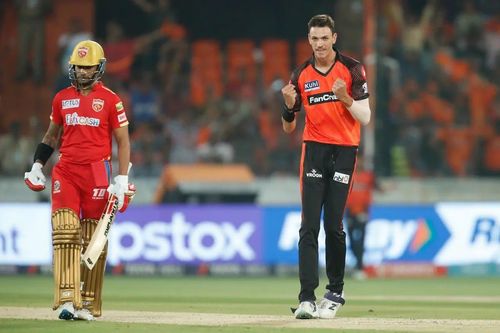 Marco Jansen celebrating after picking up a wicket vs the Punjab Kings [IPLT20]