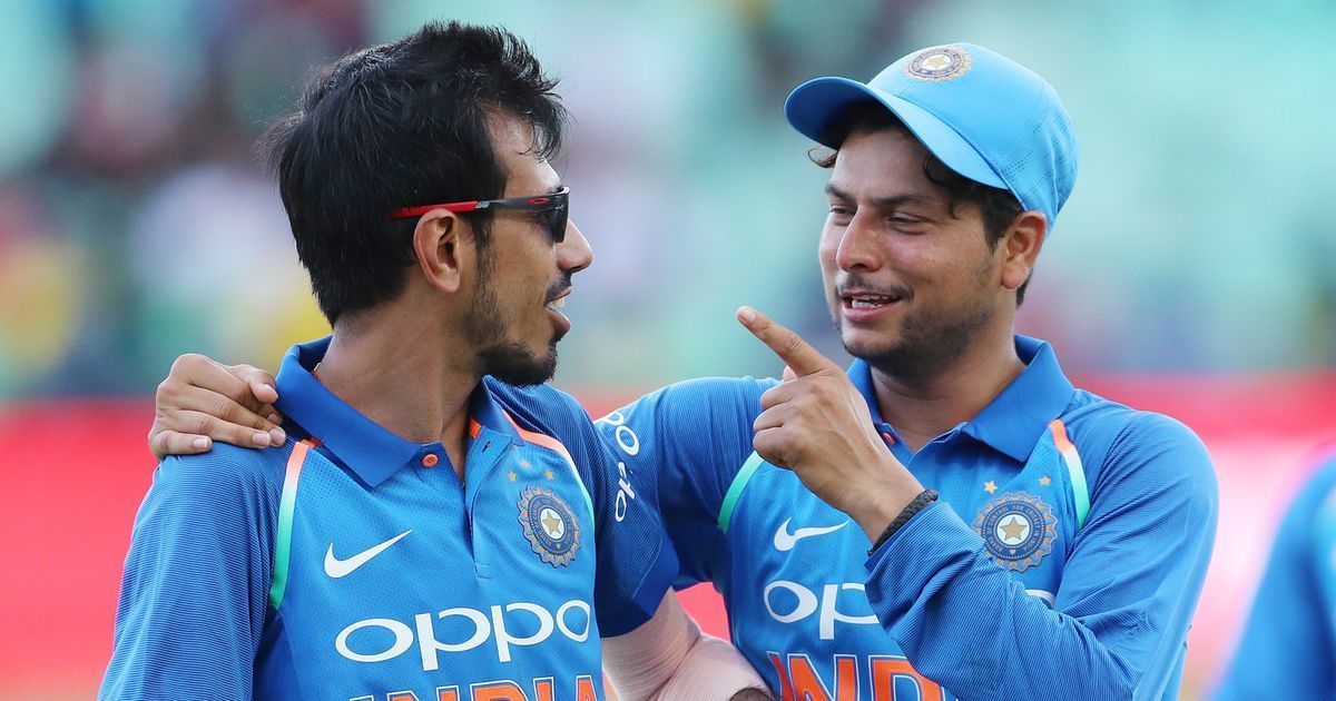 The partnership of Yuzvendra Chahal (L) and Kuldeep Yadav helped India boss middle-overs (P.C.:Twitter)