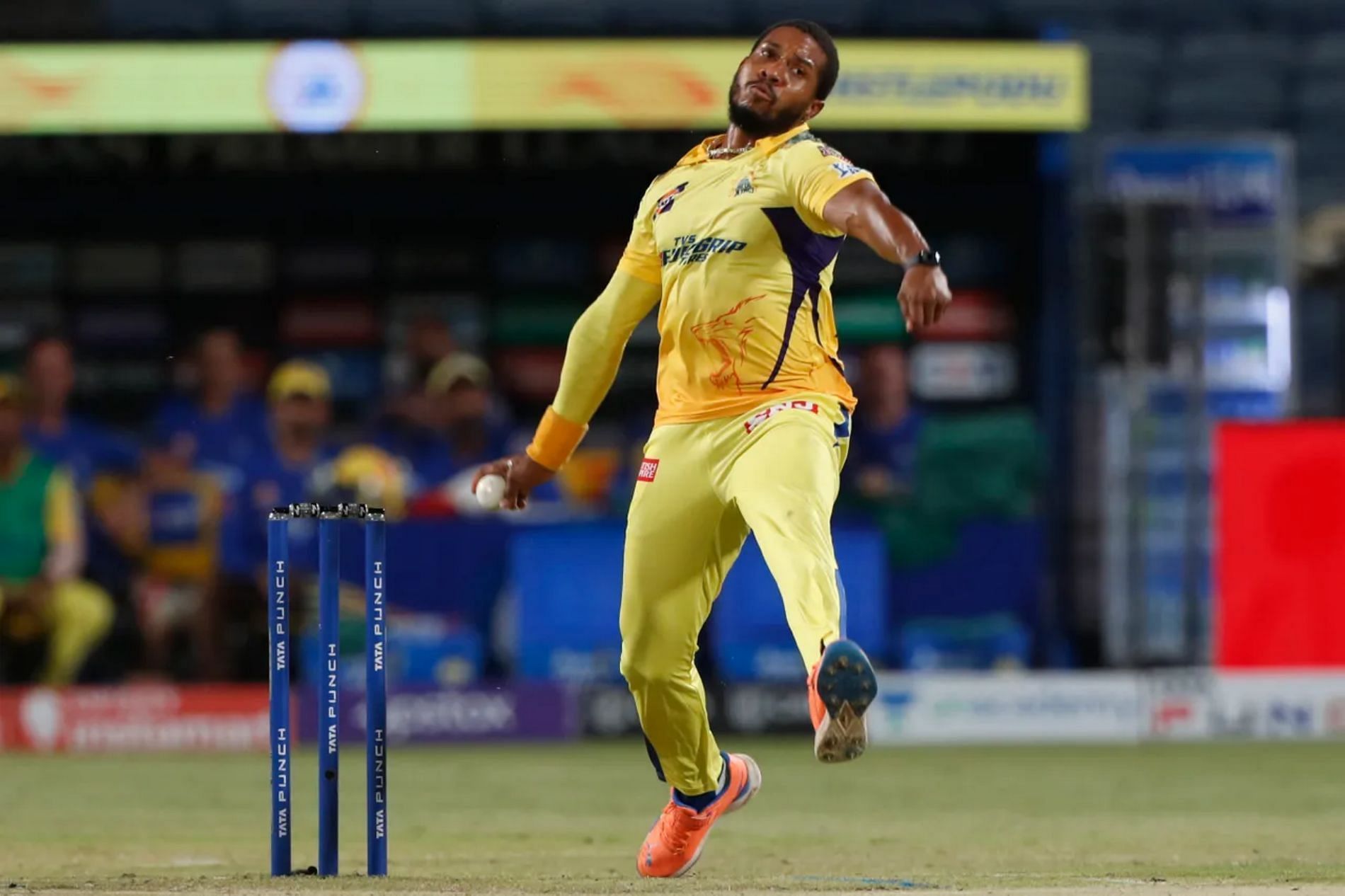 Chris Jordan bowling for CSK. (Pic: iplt20.com)