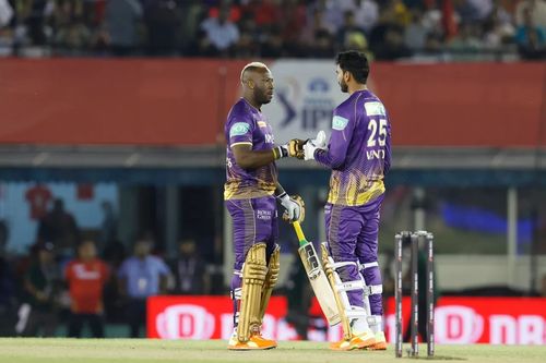 Venkatesh Iyer [right] hasn't been needed with the ball