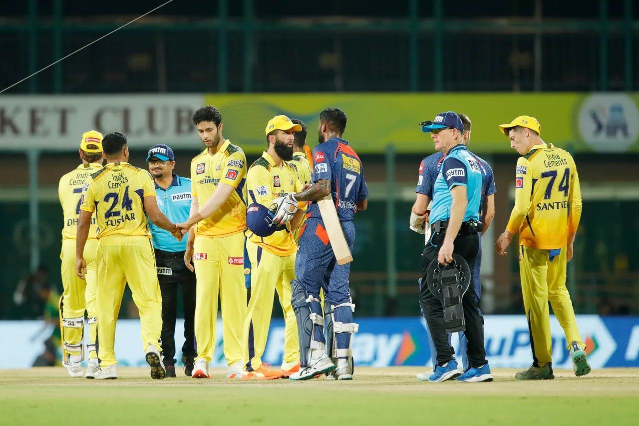 CSK and LSG players after the match [IPLT20].