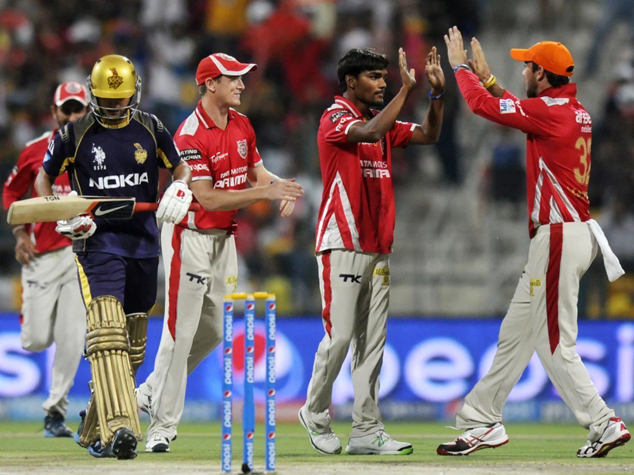 Sandeep Sharma celebrating with his teammates