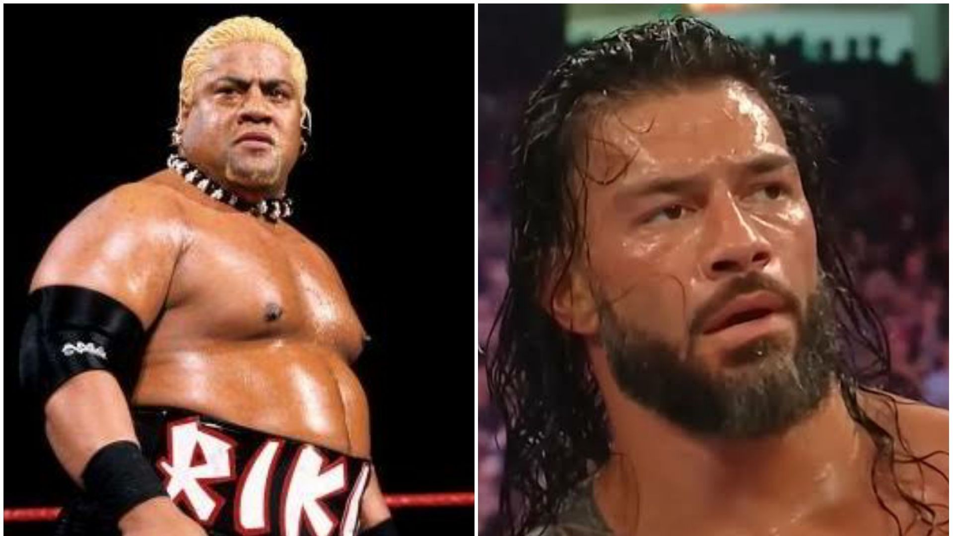 Rikishi (left); Roman Reigns (right)