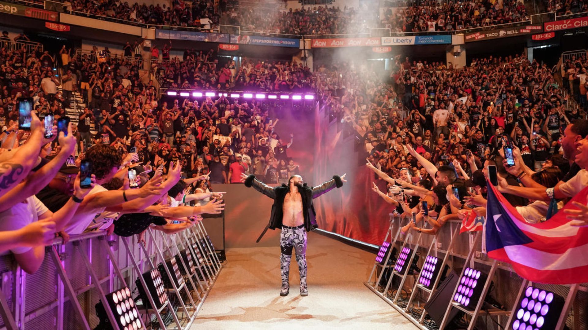 Seth Rollins during an entrance