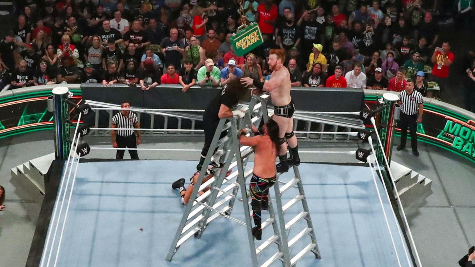 Wrestlers in action during the 2022 Money in the Bank. Image Credits: wwe.com 