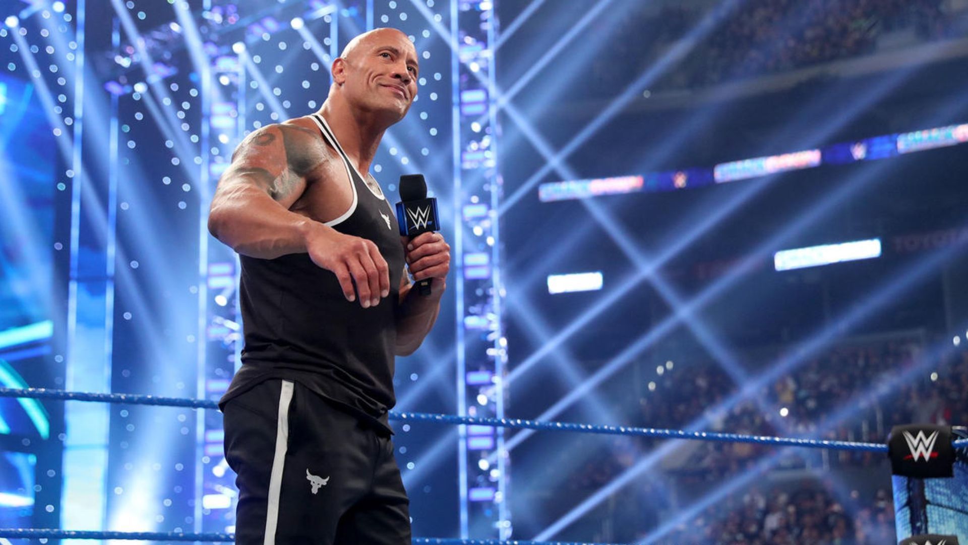 The Rock while making his entrance. Image Credits: wwe.com