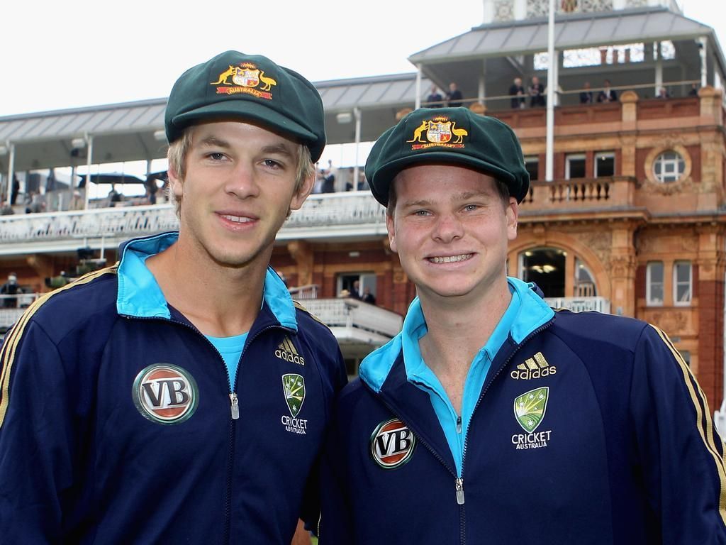 Steve Smith along with Tim Paine ahead of their Test debuts