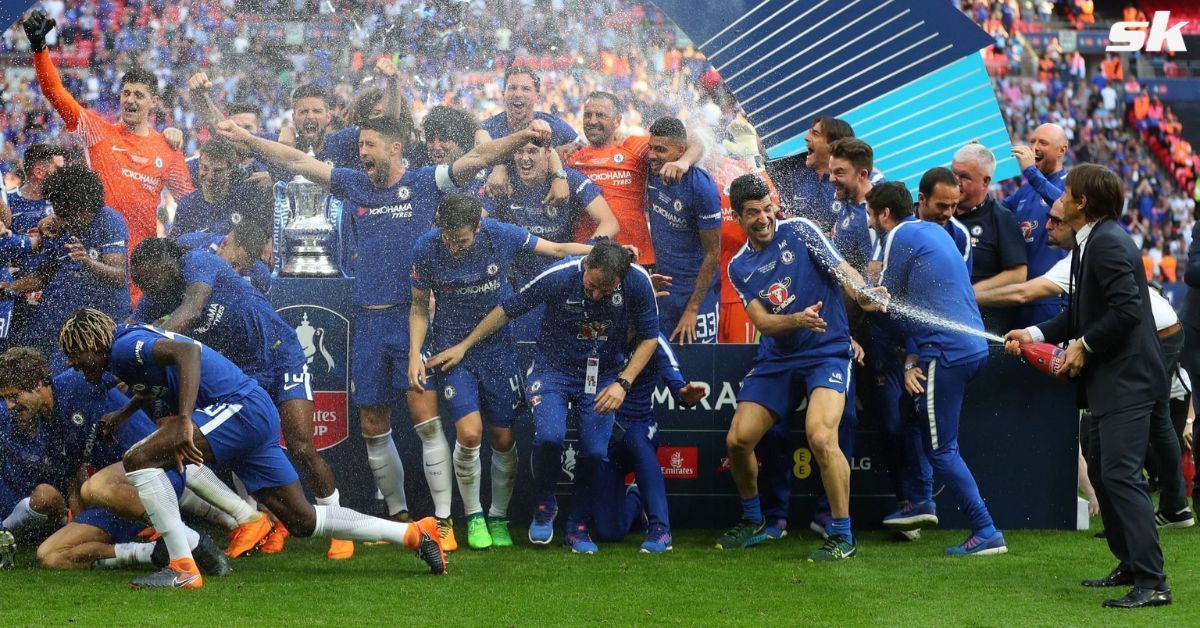 Chelsea celebrate FA Cup win in 2018