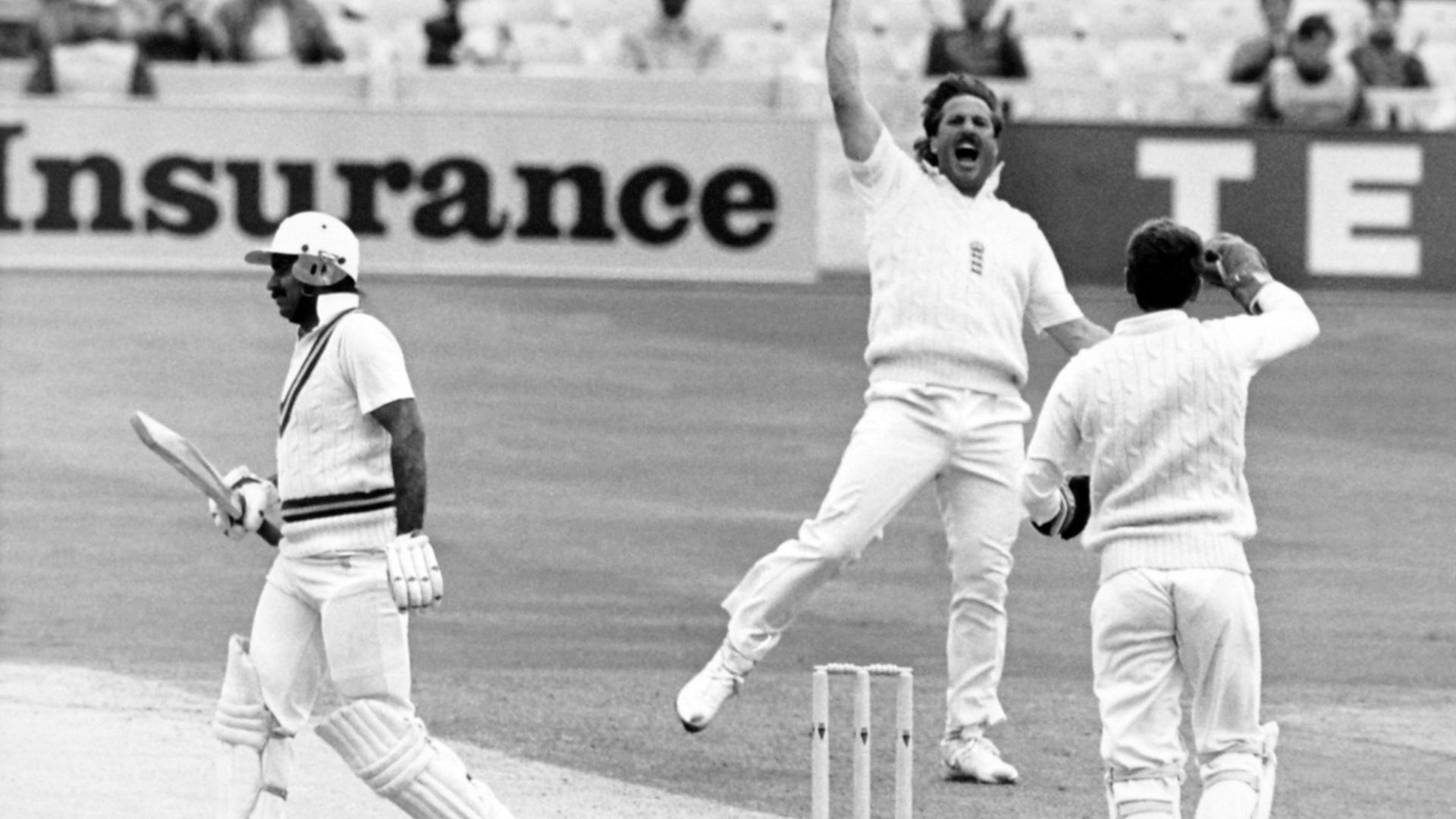 Ian Botham celebrates one of his 8 wickets against Pakistan back in 1978.