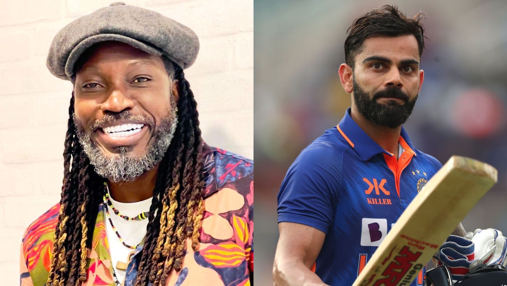 Chris Gayle (L) and Virat Kohli.