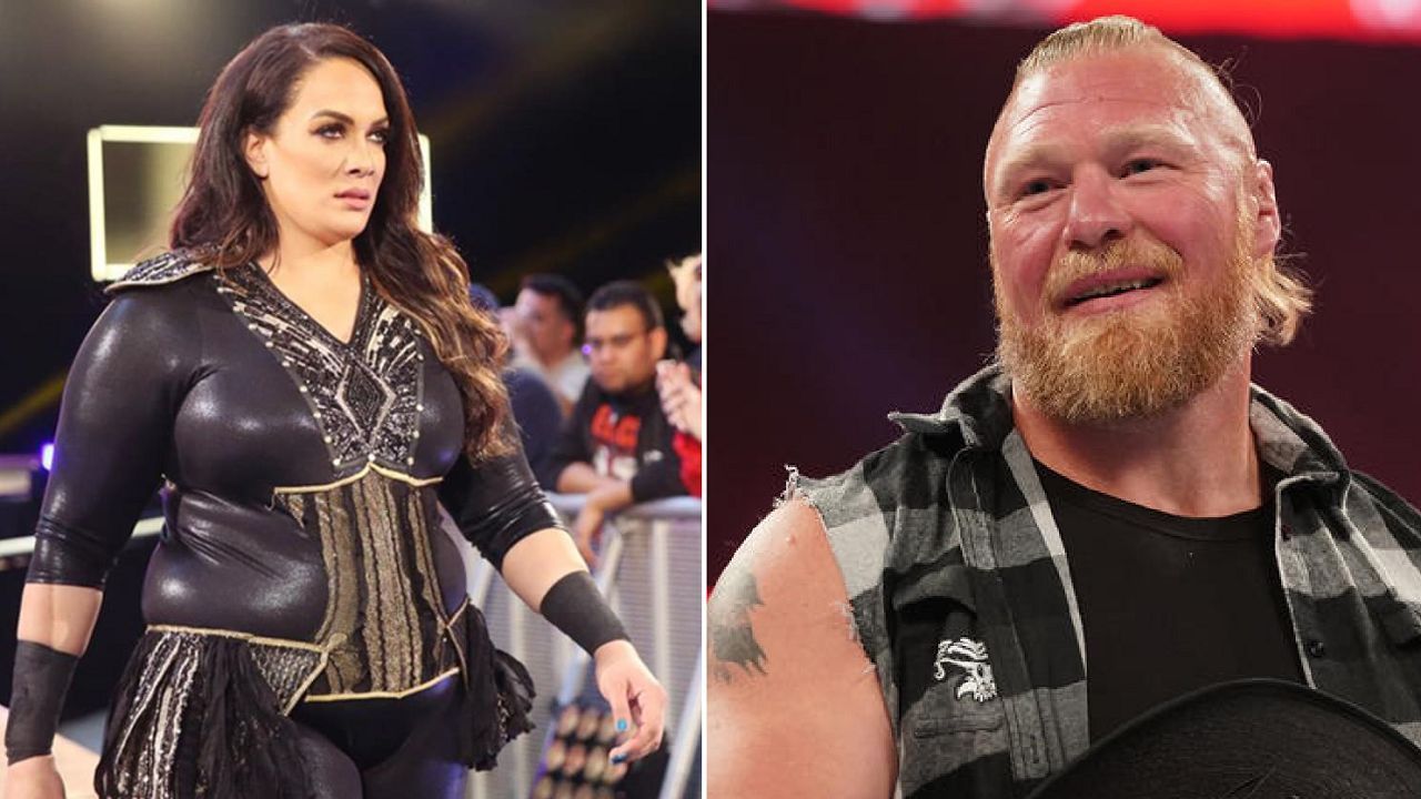 Nia Jax (left); Brock Lesnar (right)