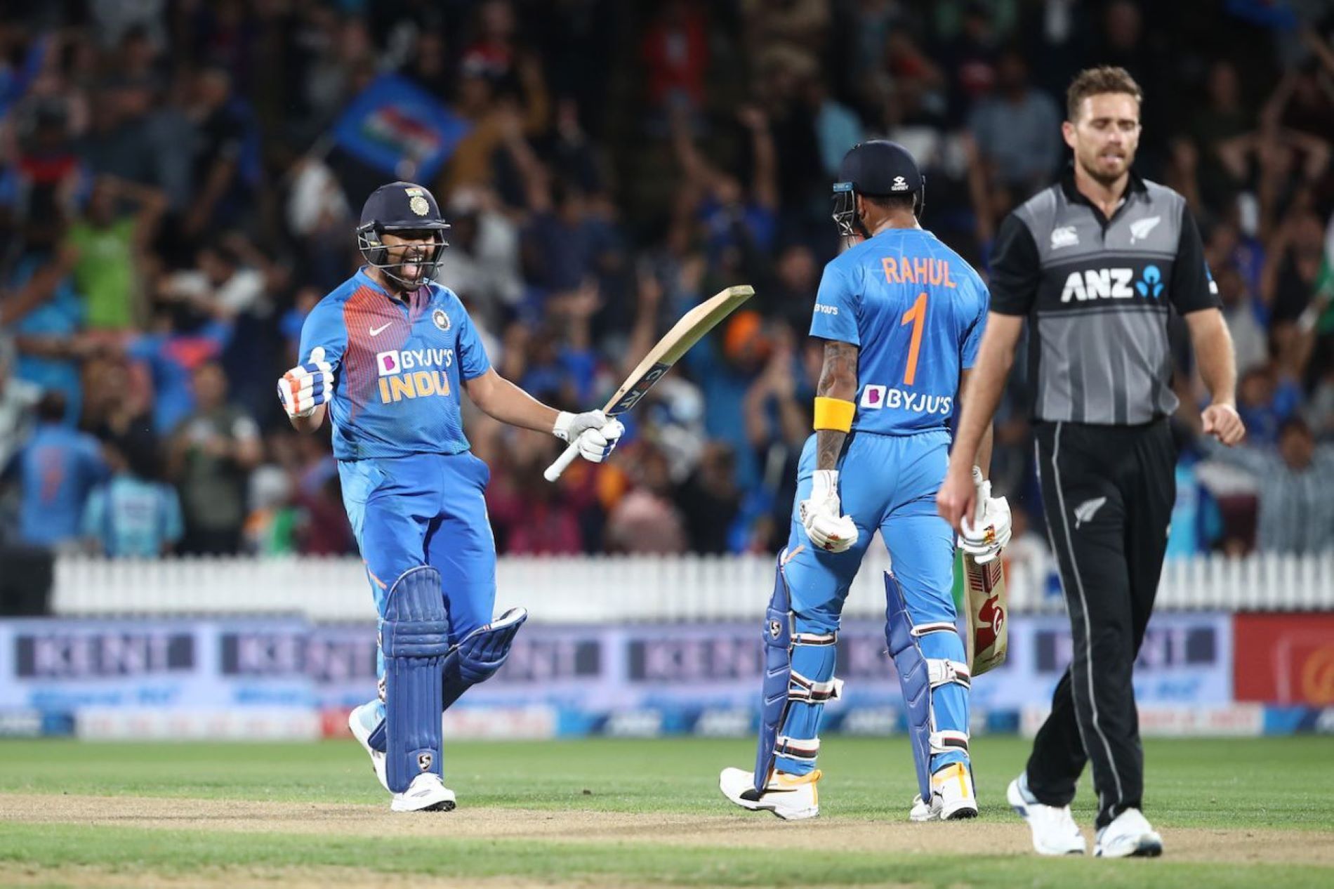 Rohit Sharma and KL Rahul helped seal a dramatic win for India in the Super Over.