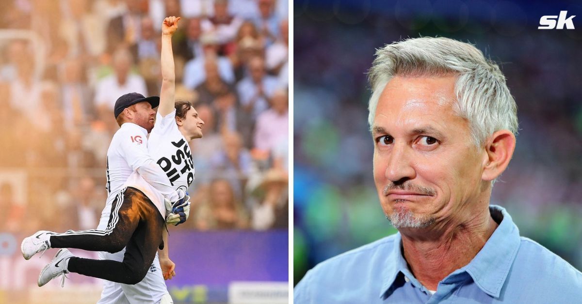 Gary Lineker cracks hilarious joke amid pitch invasion during Ashes.