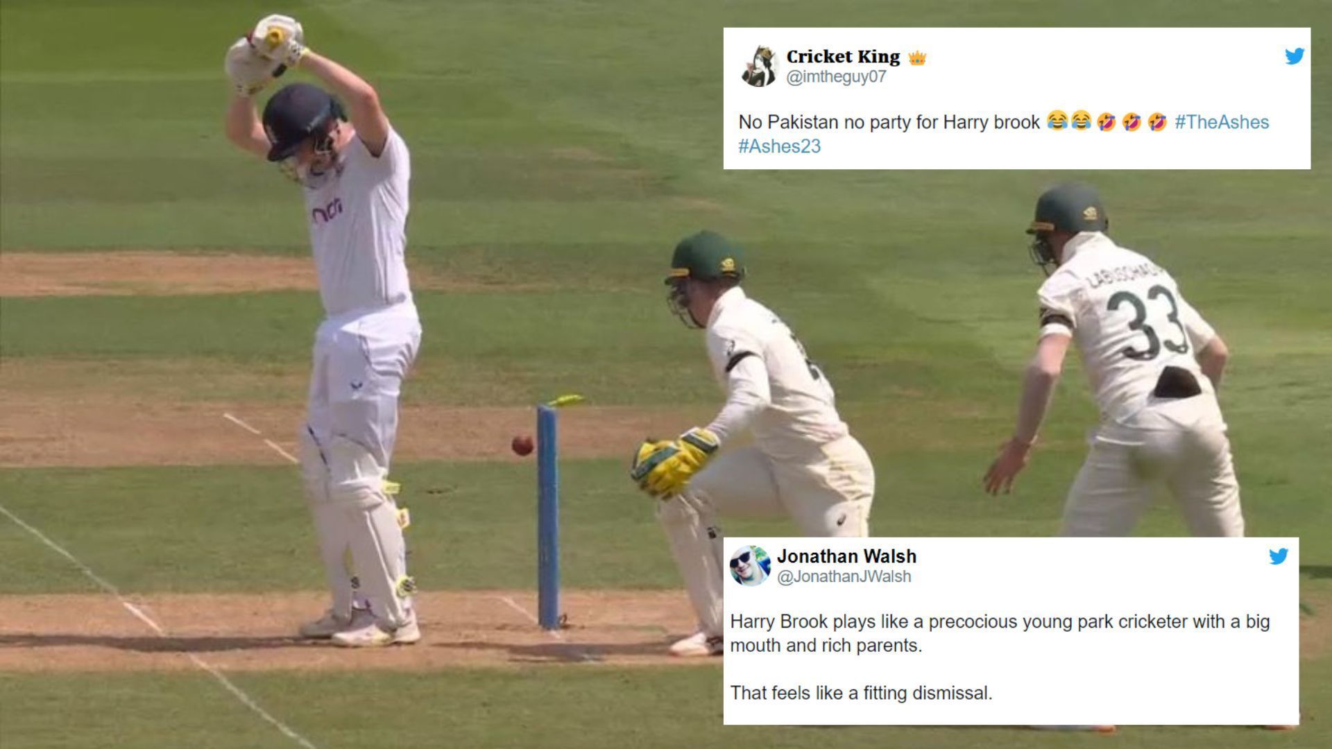 Fans trolled Harry Brook for his embarrassing dismissal (P.C.:Twitter)