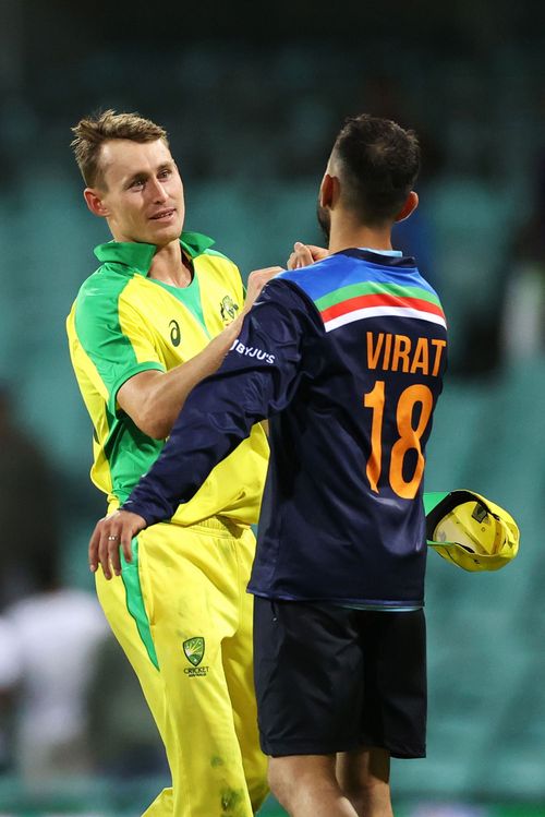 Marnus Labuschagne with Virat Kohli after the 2nd ODI in Sydney.