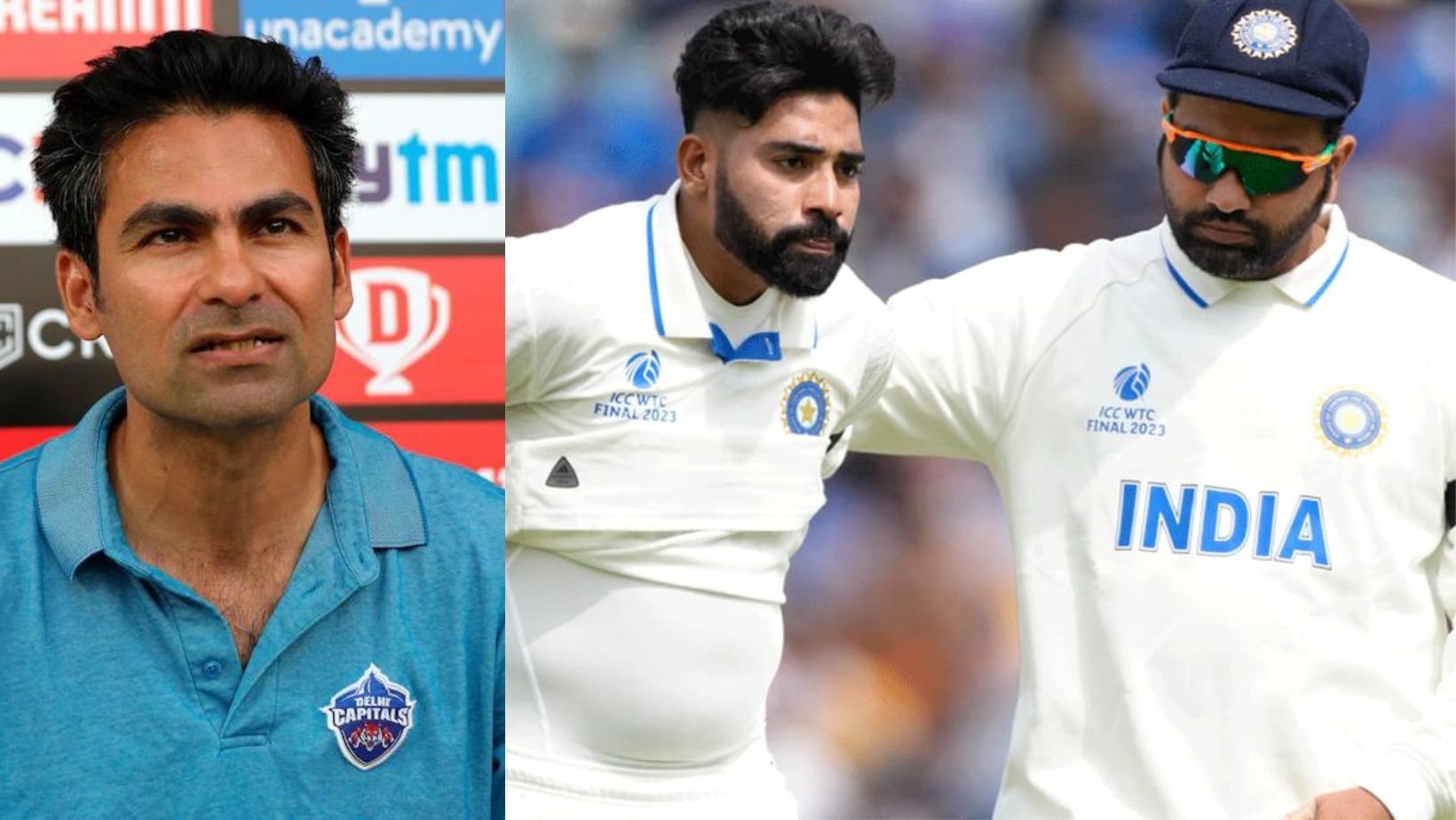 Mohammad Kaif (L), Mohammed Siraj and Rohit Sharma.