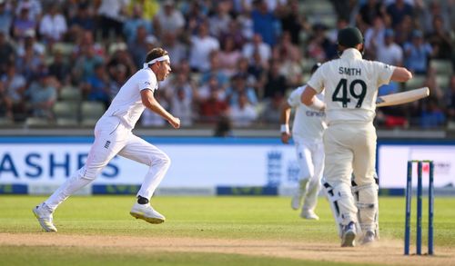 Steve Smith was caught behind off Stuart Broad's bowling.