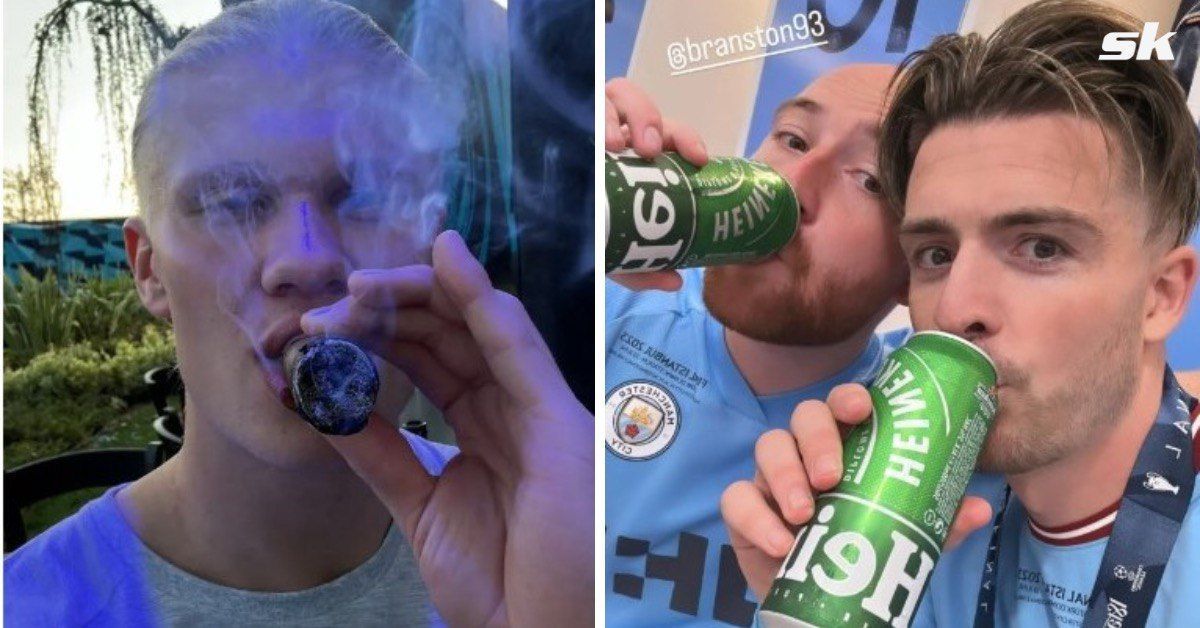 Jack Grealish and Erling Haaland let their hair down after Manchester City treble win
